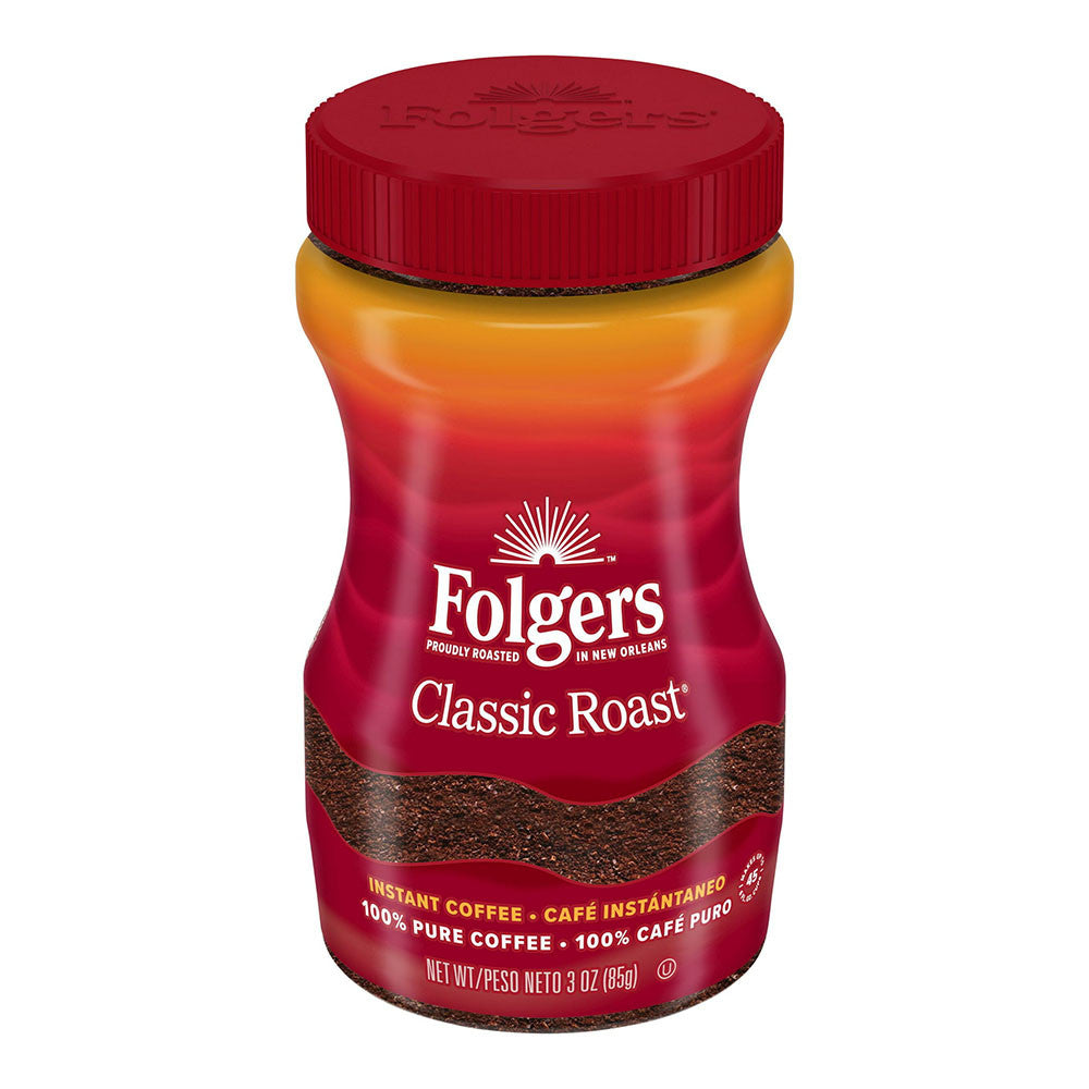 Folgers Classic Roast Instant Coffee Crystals, 3 oz